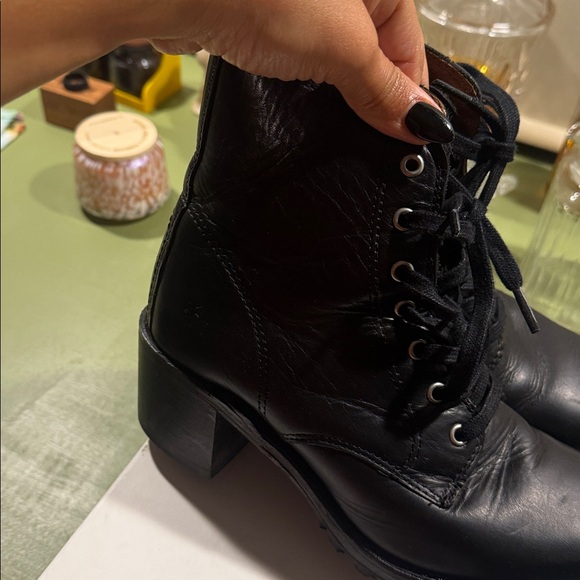 Frye Black Leather Lace-Up Boots - Picture 9 of 9